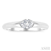 1/3 Ctw East-West Set Oval Cut Diamond Solitaire Fashion Ring in 14K White Gold